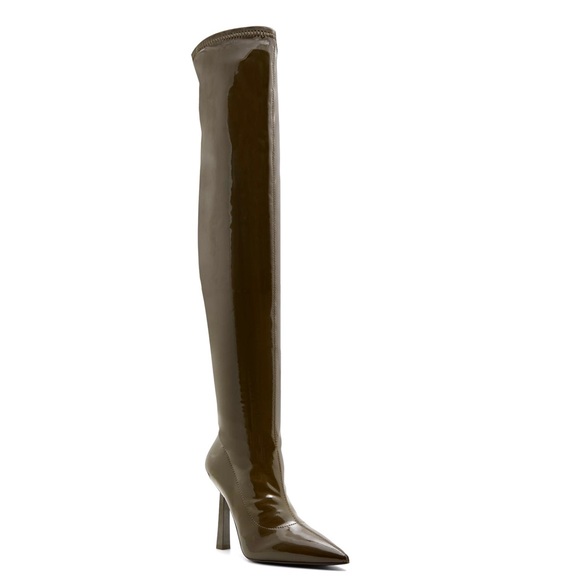 ALDO Nella Over the Knee Patent Boots in Khaki, Women’s Size 5 - Picture 2 of 6